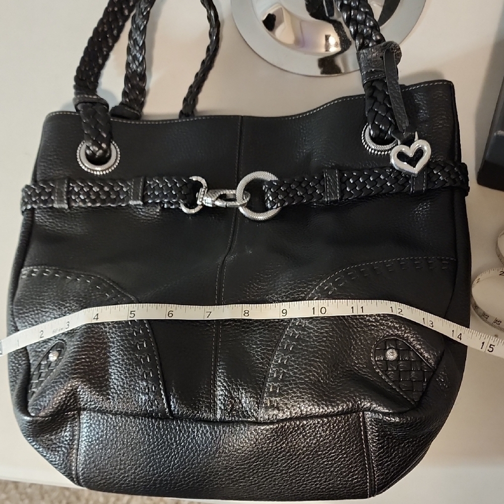 Brighton Black Leather Shoulder Bag with Heart Charm - Picture 4 of 10